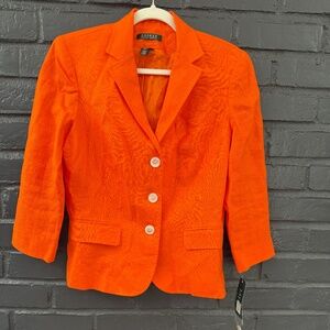 Lauren Ralph Lauren Linen-Blend Orange Blazer – Size 8